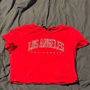 SHEIN Red Graphic Crop Tee Short Sleeve